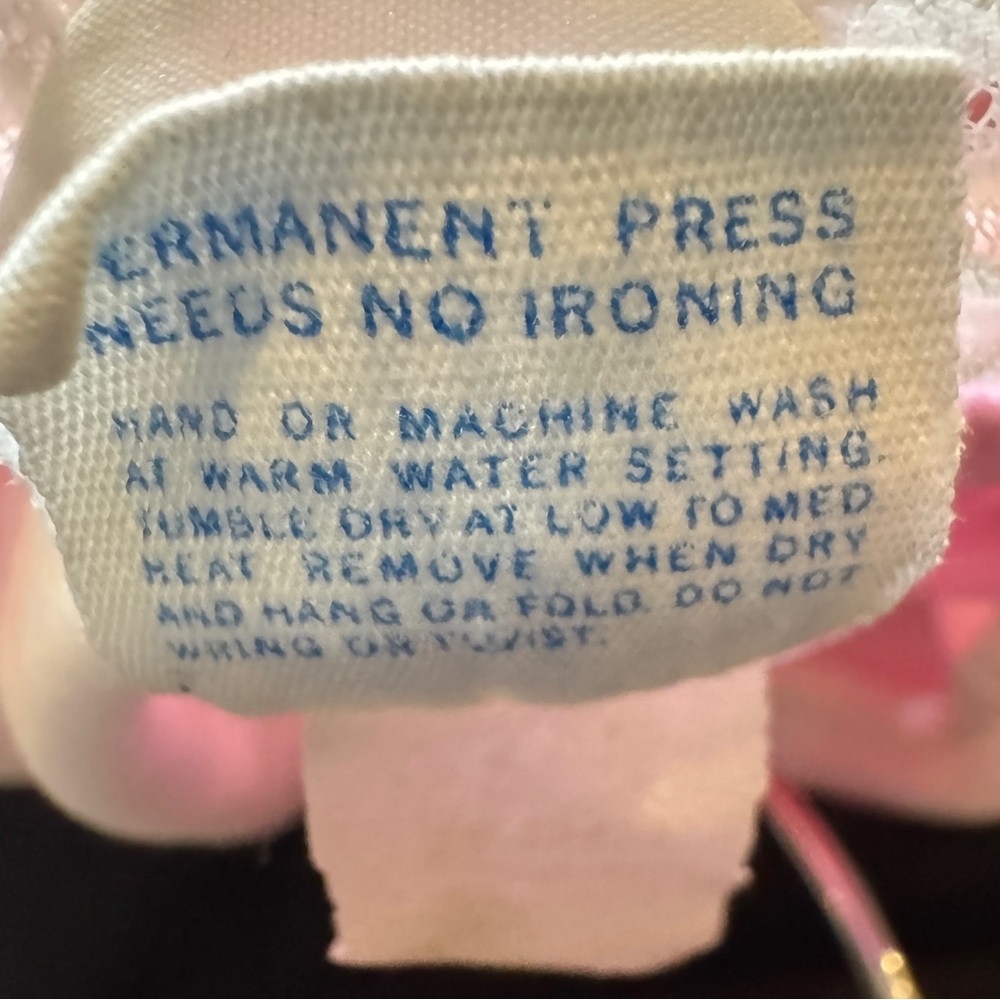 Vintage 80’s Mini World Pink White Lace Sheer floral overlay 3-6 months - Picture 4 of 4